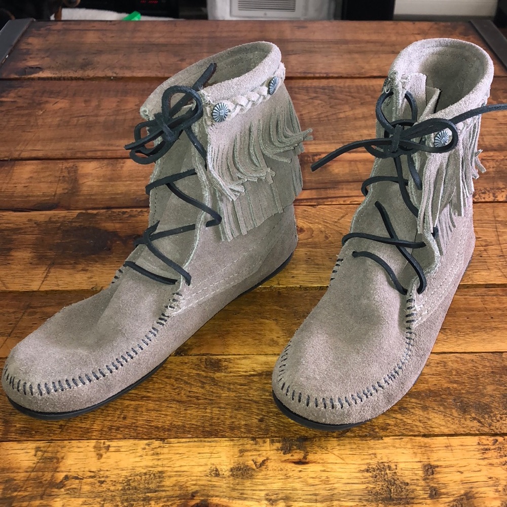 Minnetonka leather fringe booties